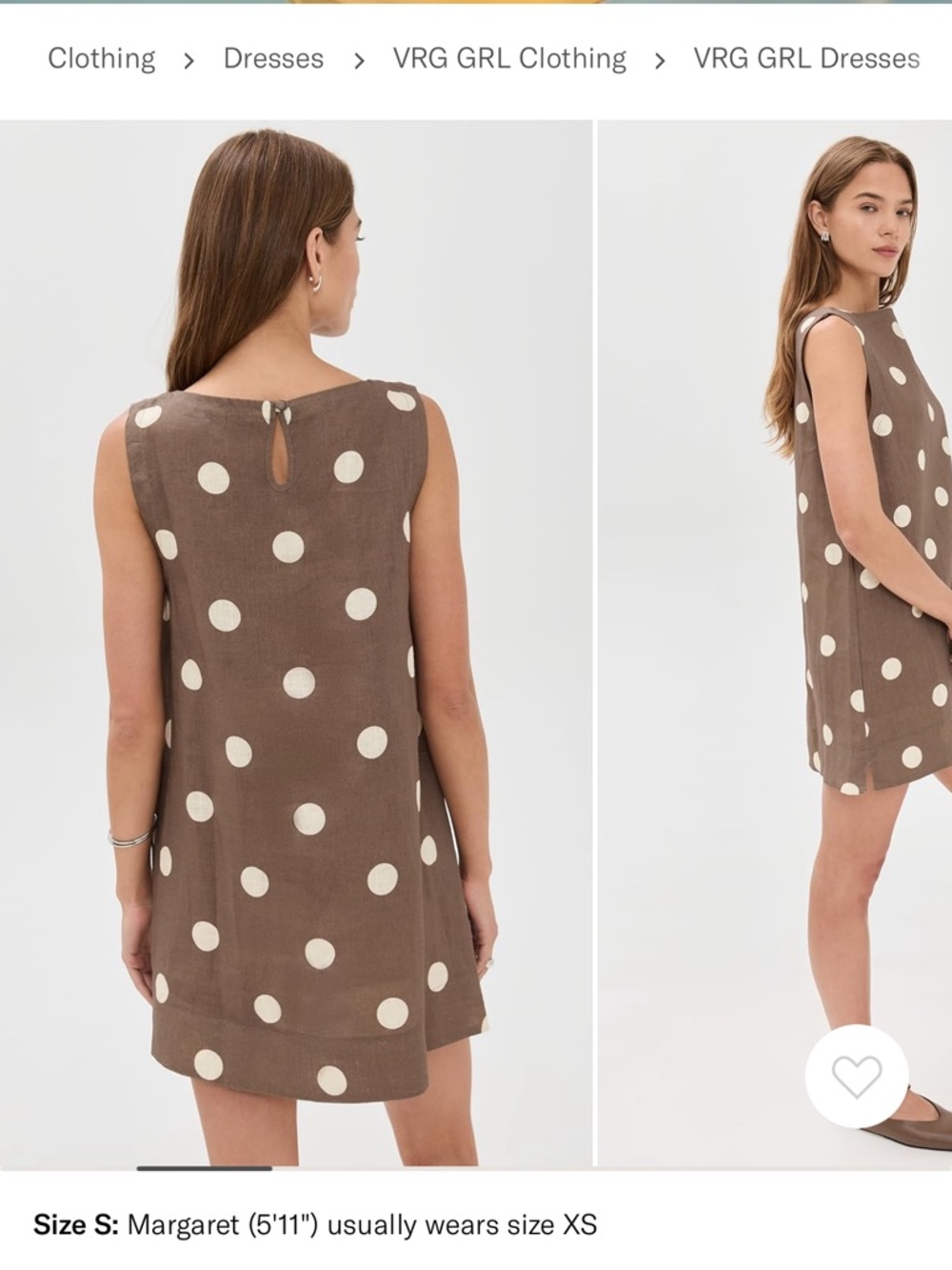 VRG GRL Brown Polka Dot Sleeveless Mini Dress - Picture 2 of 5